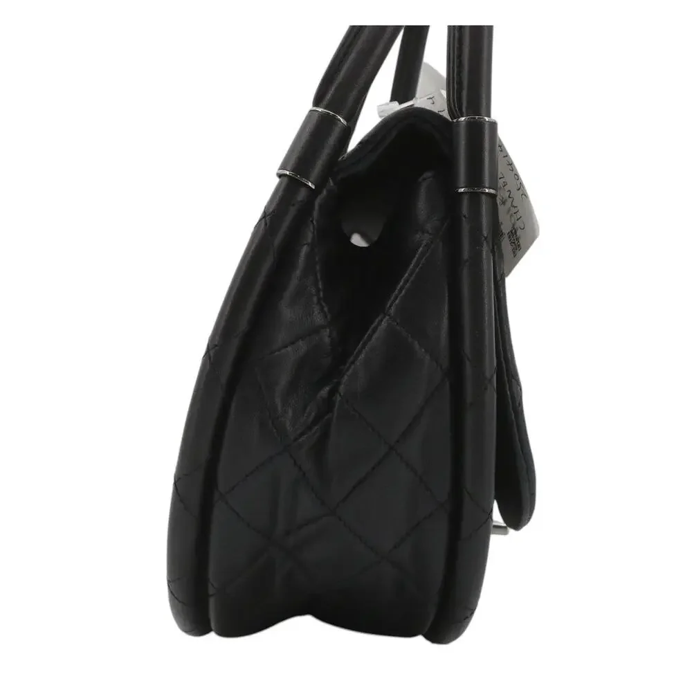 Chanel Medium Hula Hoop Bag Vintage CC Black Lambskin Flap SHW Quilted Rare